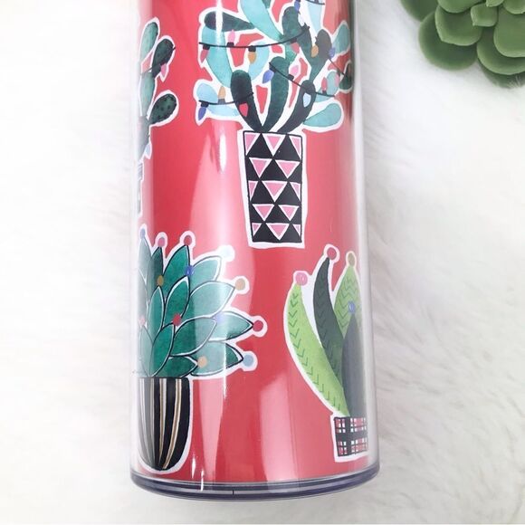 Starbucks 2017 Red Christmas Cactus Print 16 oz. Coffee Tea Tumbler - Picture 7 of 12